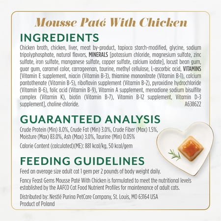 PURINA FANCY FEAST GEMS TURKEY & CHICKEN FLAVOR MOUSSE PATE WET CAT FOOD VARIETY PACK, 2 OZ TUBS (16 PACK)