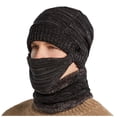 thumbnail image 2 of Dyfzdhu Men Winter Knitted Fleece Windproof Hat Scarf Mask Three-Piece Warm Black, 2 of 8