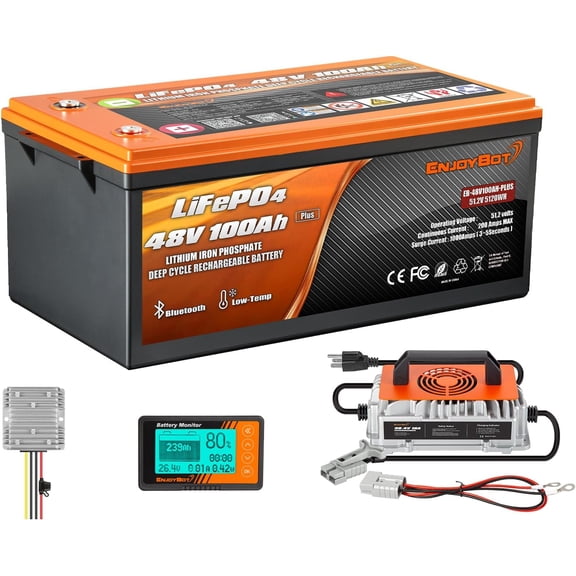Enjoybot 14.6V 20A Lithium Battery Charger with 0V Smart Charge Function, Mountable and IP65 Waterproof AC-DC Smart Charger for 12V LiFePO4 Lithium Golf Cart Battery