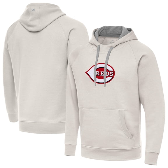 Men's Antigua Cream Cincinnati Reds Victory Pullover Hoodie