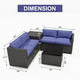thumbnail image 4 of Ainfox 4 Pcs Outdoor Patio Furniture Set, Sectional Sofa with Steel Frame, Glass Table & Storage Box, Blue, 4 of 6