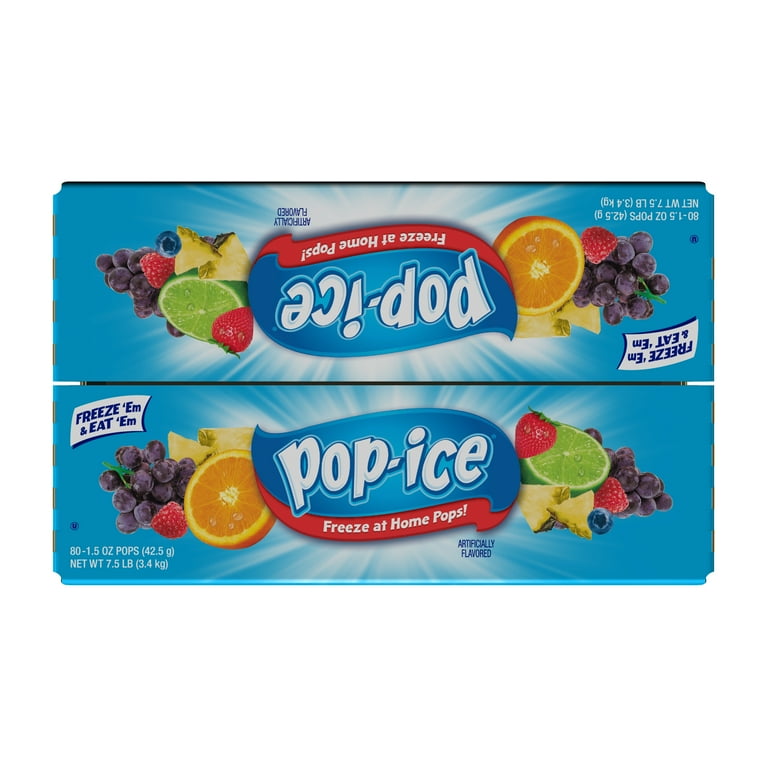 Pop-Ice Assorted Fruit Freezer Ice Pops 1.5 oz 80 Count Snack