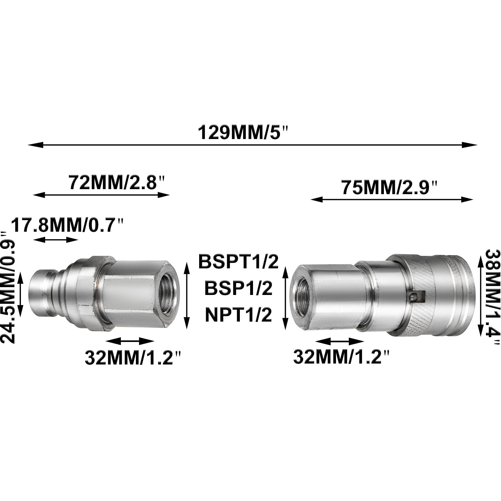 VEVOR Flat Face Hydraulic Couplers 1/2 Body 1/2 Ubuy Sri Lanka