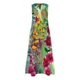 thumbnail image 3 of Robe Maxi Sans Manches à Imprimé Floral pour Femmes, Col en V, Robes Décontractées avec Poches, Robe Longue d'Été Ample, 3 of 5