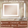 thumbnail image 4 of FENNIO Vanity Mirror with Lights, 12" x 16" Lighted Makeup Mirror with Smart Touch Control, 3 Color Modes & Brightness Adjustable, LED Makeup Mirror with 10X Magnification, 360° Rotation for Bedroom, 4 of 7