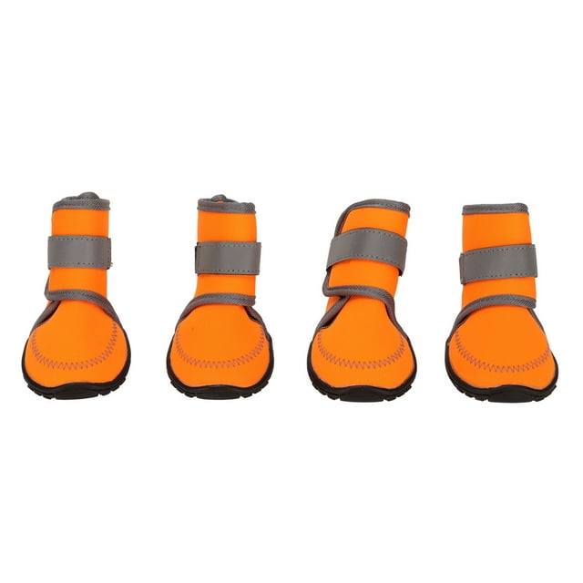 4 botas para perros de goma suave, impermeables, con correas reflectantes para actividades al aire libre, talla M