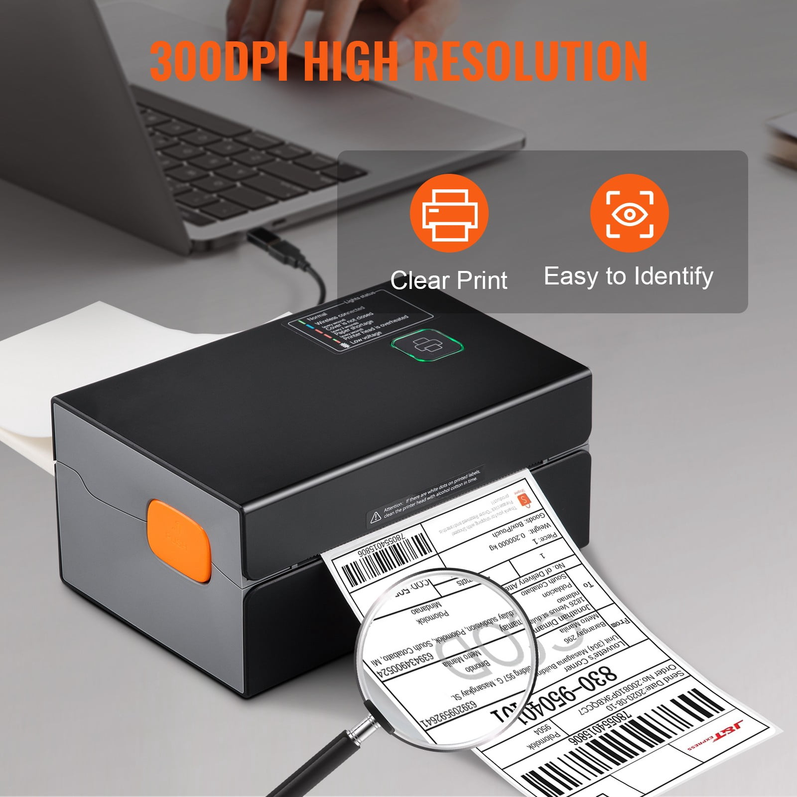 BENTISM Thermal Label Printer 4X6 300DPI USB/Bluetooth for Amazon eBay Etsy UPS