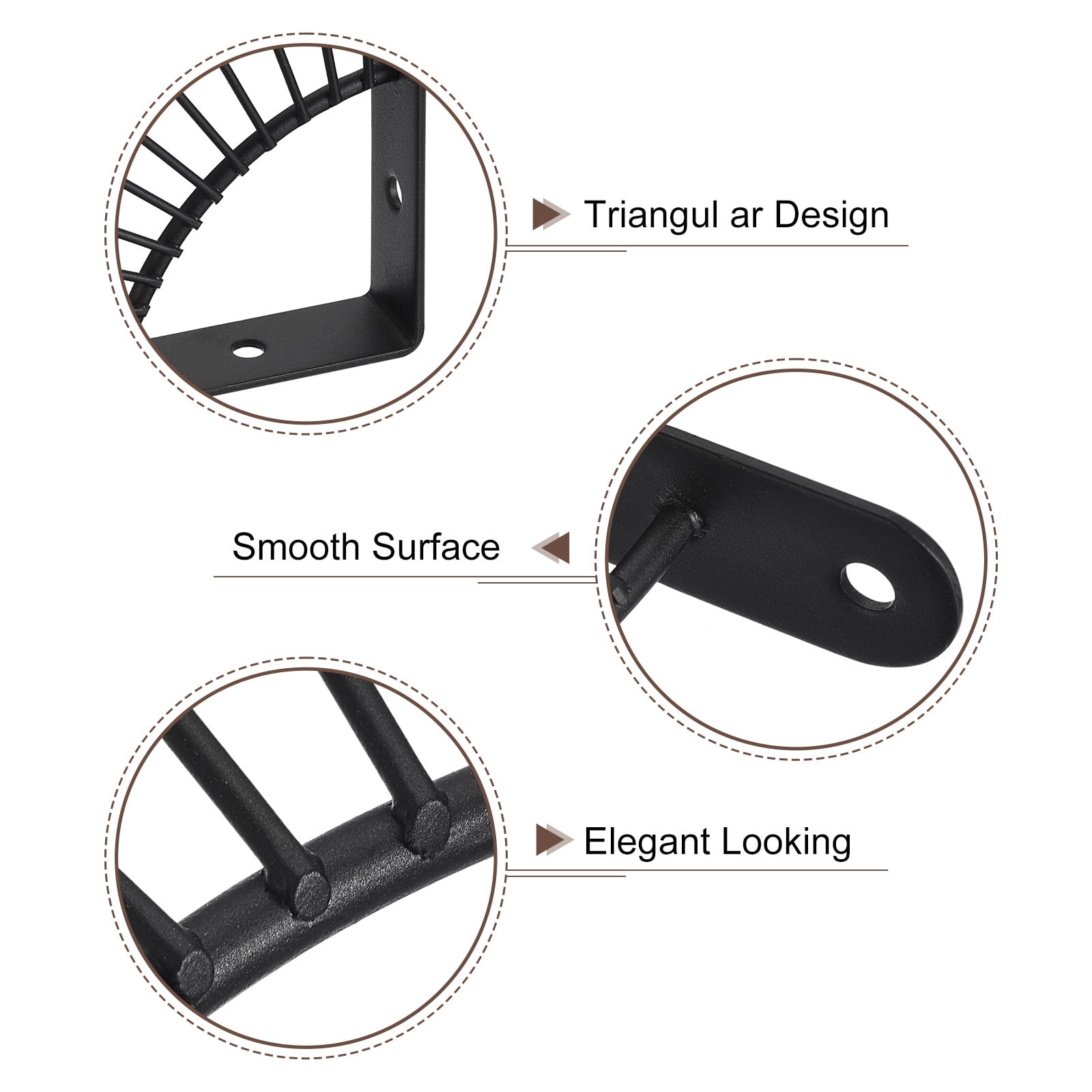 Uxcell Decorative Shelf Brackets, 2 Pack 250mm Industrial Metal Brackets , Black