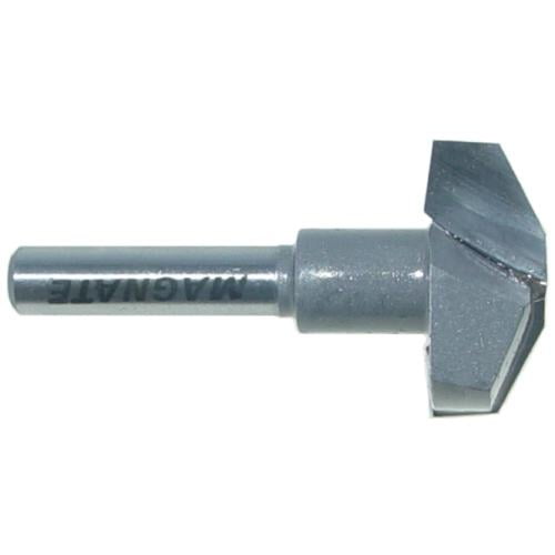 Magnate 3851 Raised Panel Groove, 25 Degree Face-Cut Router Bit - 1" Overall Diameter, 0.146" Profile Height, 3/8" Small Diameter, 0.4" Cutting Height, 1/4" Shank Diameter