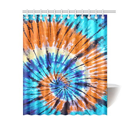 Gckg Ethnic Rainbow Tie Dye Polyester Fabric Shower Curtain