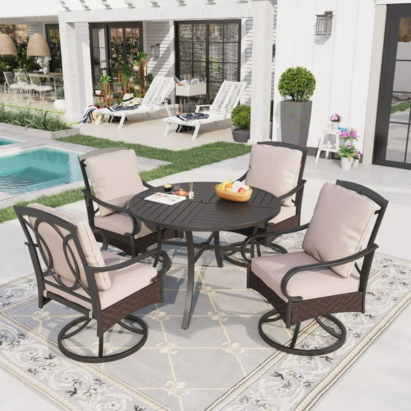 Sophia&William 5 Pieces Outdoor Patio Dining Set Swivel Chairs and Table Set for 4