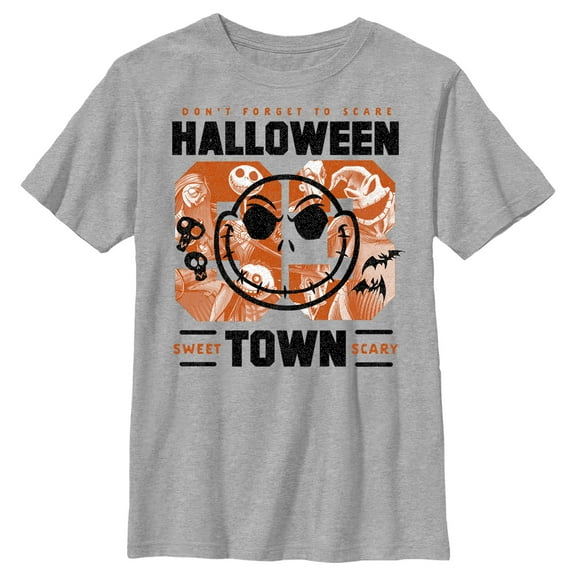 Boy's The Nightmare Before Christmas Halloweentown Collegiate  Graphic Tee Athletic Heather Small