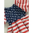 thumbnail image 5 of Coduop Baby Girl Ruffled Short Sleeve Stars Stripes Dress Jumpsuit Headband Independence Day Set, 5 of 7