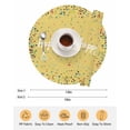 thumbnail image 6 of 13 Inch Round Placemats Set of 6, Yellow Birthday Non Slip Heat Insulation PP Table Mats, Colorful Confetti Ribbons Polka Dots Classroom Washable Place Mats for Kitchen Dining Party Table Decor, 6 of 7