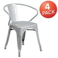 thumbnail image 2 of Flash Furniture Roy Commercial Grade 4 Pack Silver Metal Indoor-Outdoor Chair with Arms, 2 of 13