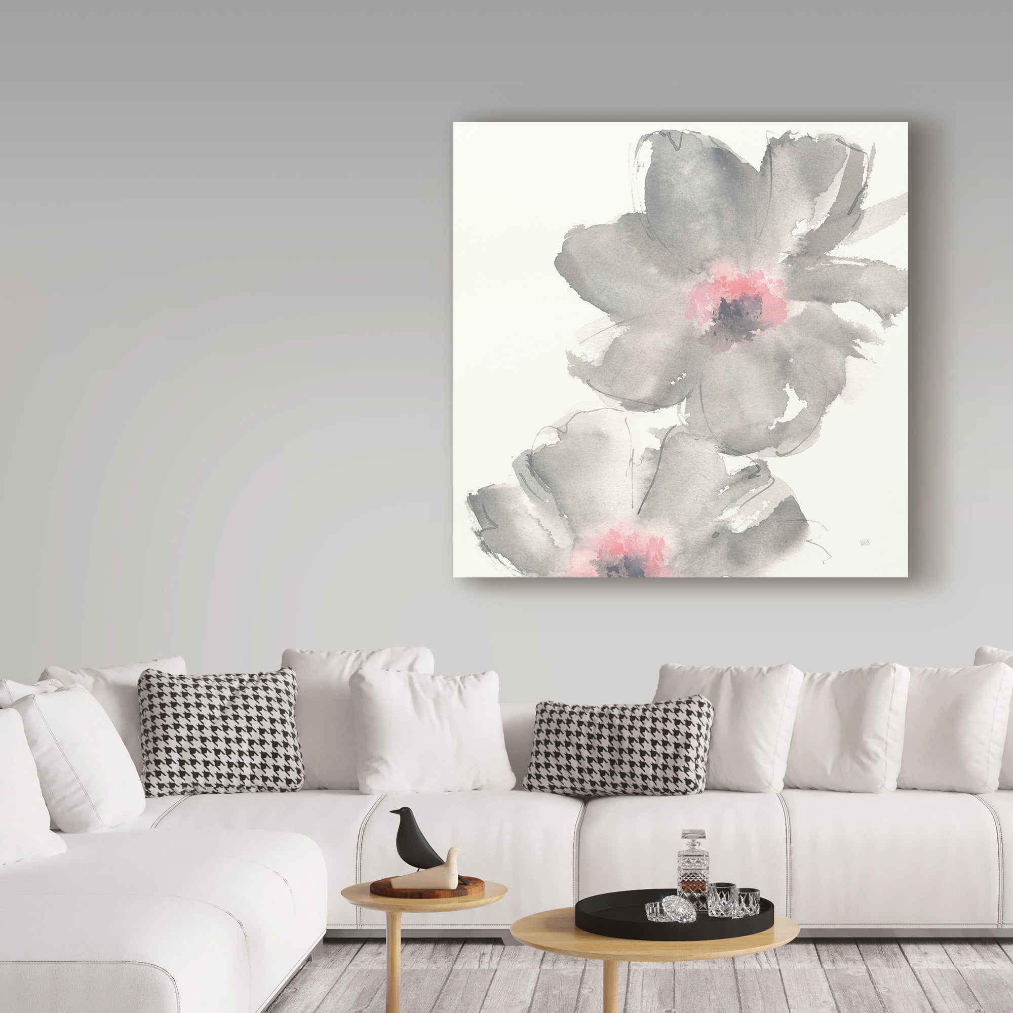 Trademark Fine Art 'Gray Blush Cosmos II on White' Canvas Art by Chris Paschke