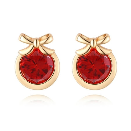 Bow Ear Jack Charm Fashion Charm Zircon Crystal Rhinestone Gold Plated Metal Copper Ear Stud Earring Jewelry for Women ()
