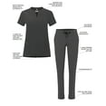 thumbnail image 3 of Adar Addition Go-Higher Scrub Set For Women - Notched V-Neck Scrub Top & Skinny Cargo Scrub Pants, 3 of 7