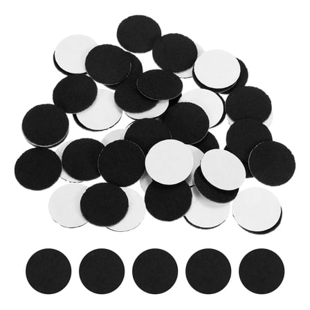 50 Pcs Adhesive Felt Circles, 3/4" Round Non-Woven Felt Pads Stickers, Black