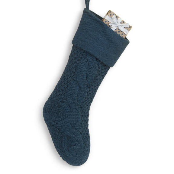Personalization Mall Navy Cozy Cable Knit Christmas Stocking