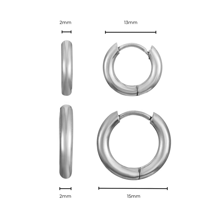 Stainless Steel Set of Hoops 12mm 14mm Hinged Snap Huggie