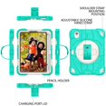thumbnail image 2 of ELEHOLD Case for iPad mini (6th Generation), Heavy Duty Shockproof Case with Pencil Holder/Stand/Hand Strap/Shoulder Belt, Rugged Protective Cover for Boys Girls,Mint, 2 of 10