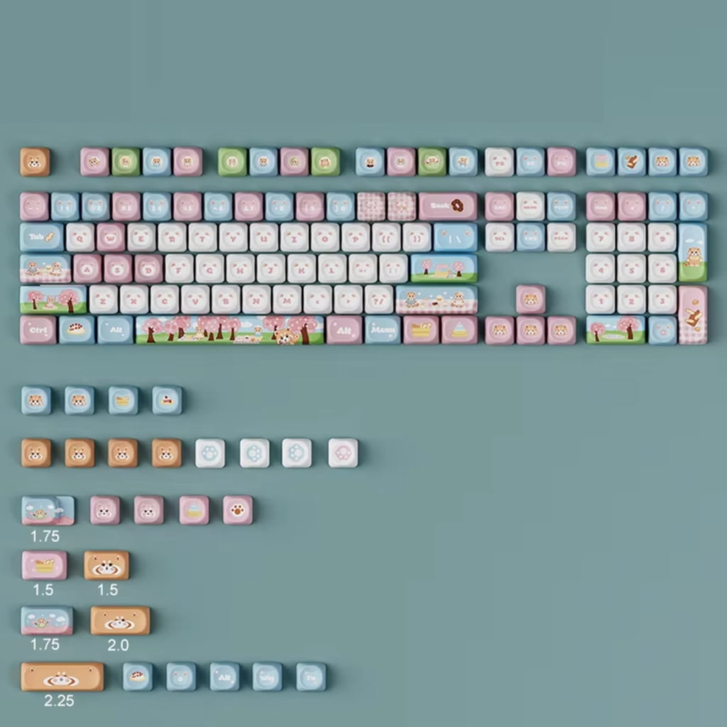 135Key Cute Panda Spring Keycap PBT Dye Sublimation OQO Profile Mechanical Keyboards