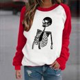 thumbnail image 2 of Blusa de manga larga con estampado de esqueleto de Halloween a la moda para mujer, suéter informal con cuello redondo, Tops, camisetas Fridja  fjkfkj6819, 2 of 6