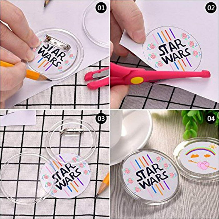  OTYMIOW 30Pcs 2.4 inch Clear Button Pin Acrylic Design Button  Badge Badges Kit for DIY Crafts and Children's Paper Craft Activities and  More