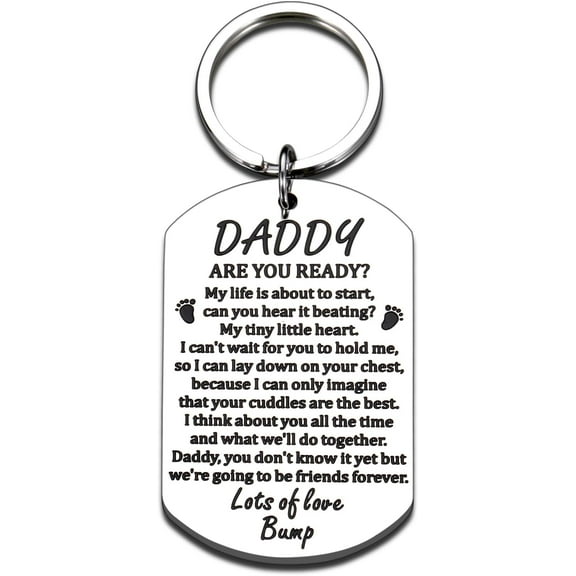 First Fathers Day Keychain Gifts for New Dad from Daughter Wife First Time Dad Gifts Christmas Birthday Valentines Baby Announcements Pregnancy Daddy to Be New Parent 1st Time Dad
