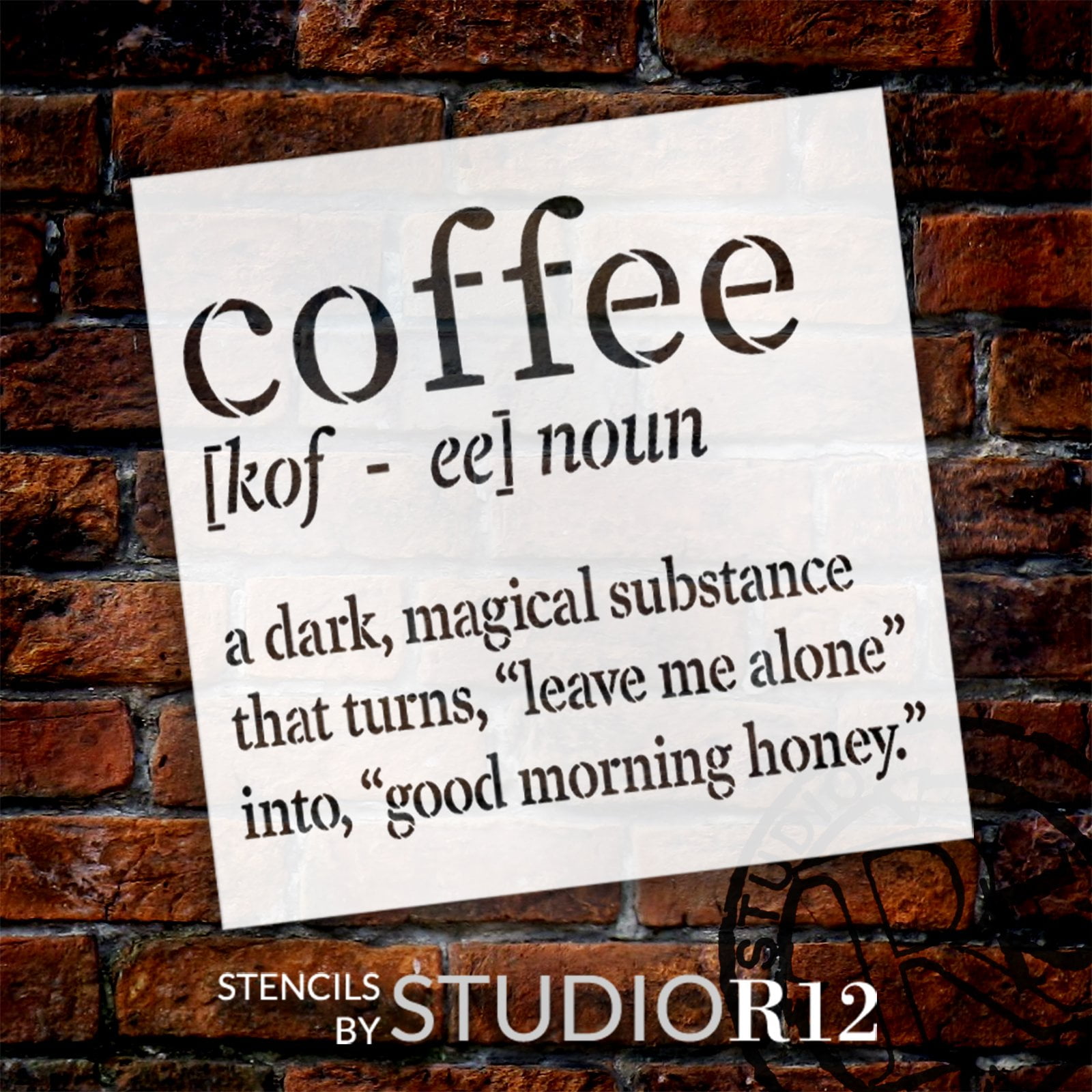 Funny Coffee Noun Definition Stencil by StudioR12 Dark Magical