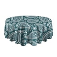 thumbnail image 5 of Teal Paisley Pattern Round Tablecloth 60"x60",Wrinkle Wipeable Table Cloth for Kitchen Dining Room Picnic Patio Party, 5 of 6