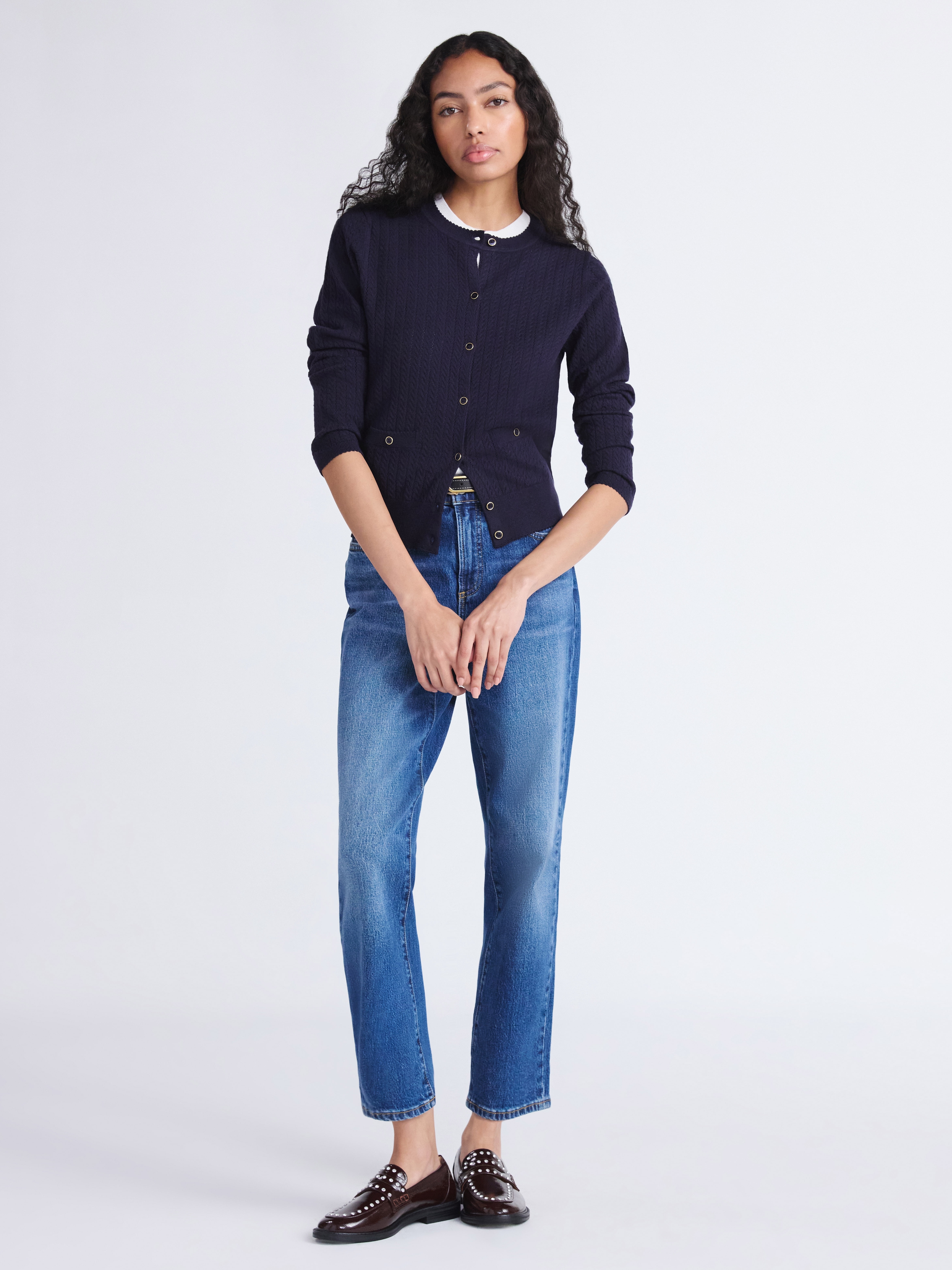 Free Assembly Women's and Women's Plus Cozy Yarn Welt Pocket Cable Cardigan Sweater, Midweight, Sizes XS-4X