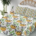 thumbnail image 3 of Ambesonne Emoji Fitted & Top Sheet Set with Sham, Panda and Exotic Branches, Lime Green Grey Orange, 3 of 5