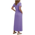thumbnail image 4 of Admvng Women's Maxi Dress Short Sleeve Round Neck Casual Dress with Pockets Flowy Summer Long Dress, 4 of 6
