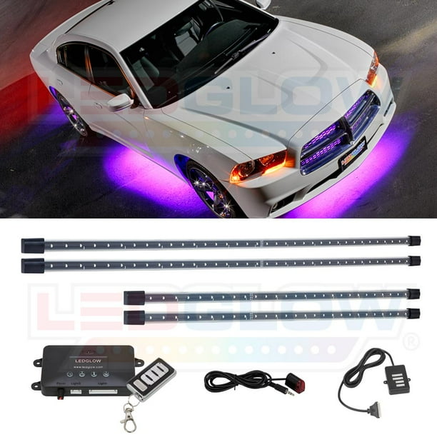 LEDGlow Purple 4pc Wireless LED Underbody Underglow Lighting Kit