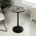 thumbnail image 3 of JONATHAN Y Nysha 25" Modern Bohemian Metal/Resin Inlay Top Pedestal Drink Table and Decorative End Table, Black/White, END1007C, 3 of 6