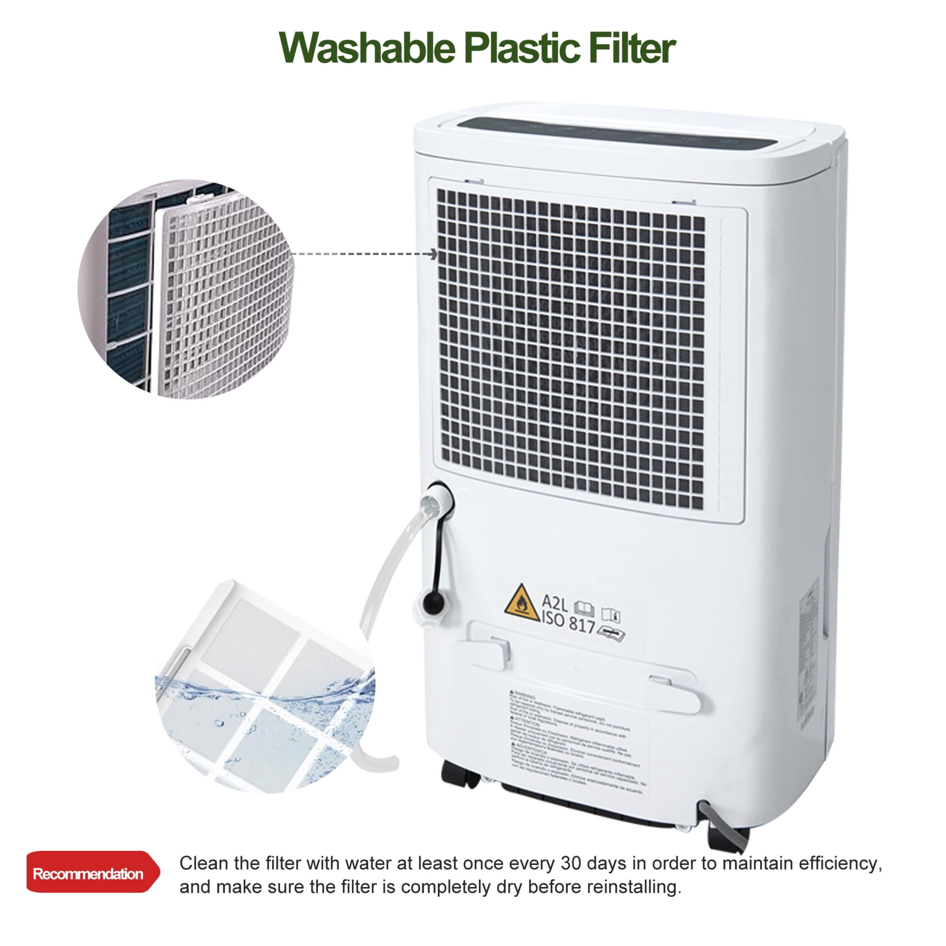 Uhome 120 Pints Dehumidifier with Drain Hose - 6000 Sq. Ft Quiet Dehumidifier for Home, Basements, Storages and Large Rooms with 1.32Gallon Water Tank