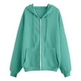 thumbnail image 4 of Basic Zip Up Hoodie for Women 2026 Trendy Casual Full Zipper Plain Cardigan Hooded Sweatshirt with Pockets Jacket Outerwear, 4 of 5
