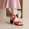thumbnail image 4 of Sandalias de verano para mujer con tacones altos de cuero de microfibra de color sólido a la moda Wmkox8yii shjk7128, 4 of 9