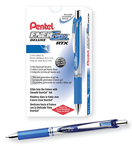 Blue 6 Refills for Pentel EnerGel Ener Gel LR7 0.7mm Metal Tip Rollerball Pen 