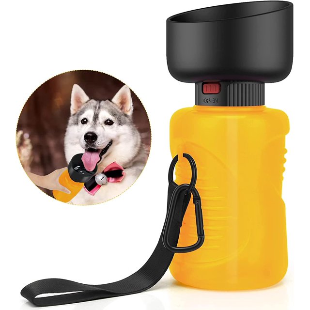 Botella de agua portátil para mascotas de 1 pieza para viajes, 500 ml, sin Bpa, caminatas, viajes y caminatas, con 1 lazo para colgar, Banban amarillo XianweiShao 8390606424242