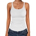 thumbnail image 3 of ANRABESS Women's Spaghetti Strap Ribbed Tank Top Sleeveless Camisole Tops Slim Fitted Scoop Neck Going Out Tops Basic Layering Shirts Summer Outfits White S, 3 of 12