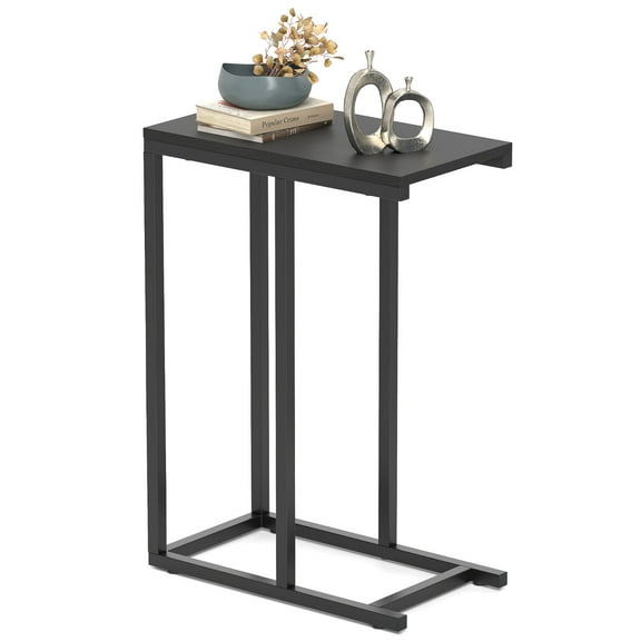 Topbuy C-shaped End Table Modern Sofa Side Table with Adjustable Foot Pads