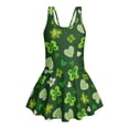 thumbnail image 4 of Xixirimido Green Shamrock Hearts Print Girls One Piece Swimsuit with Skirt Modest Sleeveless Swim Dress Featuring Built-in Shorts & UPF 50+ Sun Protection for St. Patrick's Day, 12-13 Years, 4 of 7