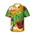 thumbnail image 2 of Picia Cool Dinosaur Playing Guitar Gentle Cotton Regular Fit Short Sleeve Casual Hawaiian Shirt for Men-XX-Large, 2 of 9