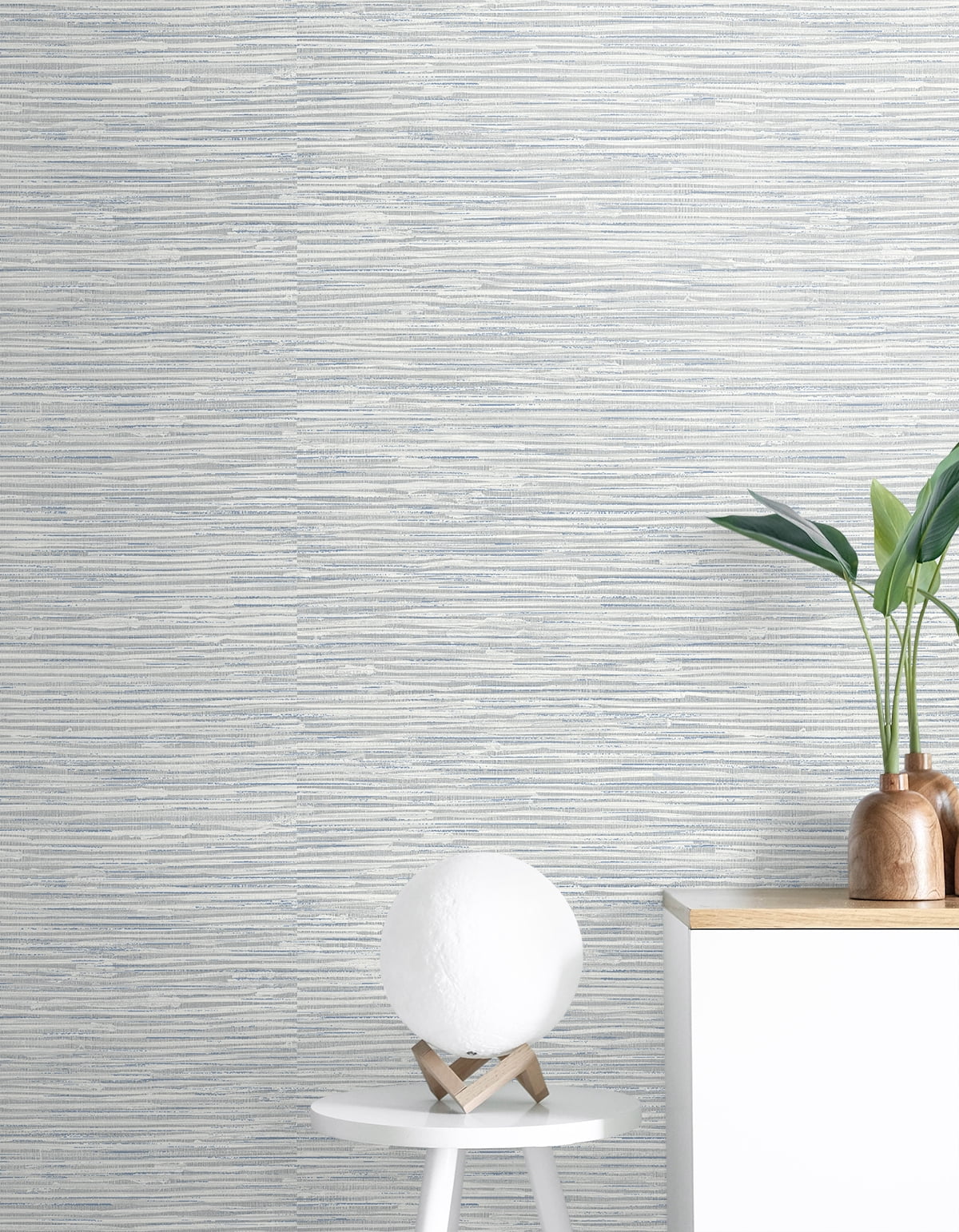 Seabrook Designs Dove Grey & Bluestone Southport Faux Grasscloth Prepasted Wallpaper