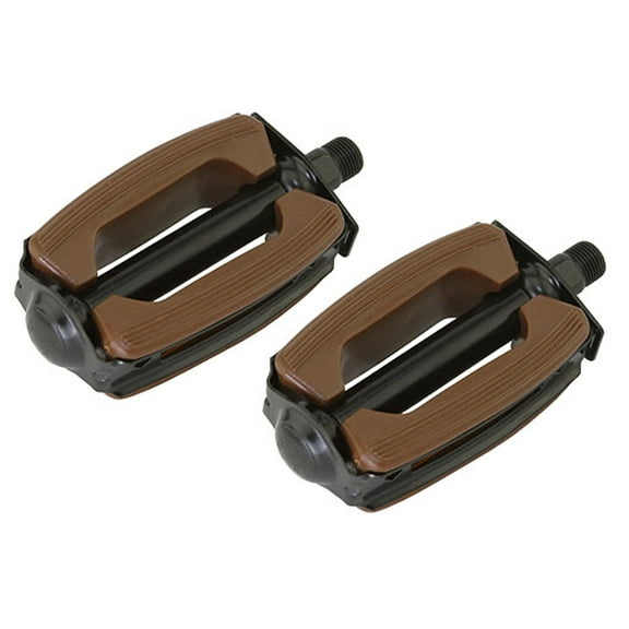 Krate Rubber Pedals 9/16" Brown and Black. Works on 3 piece cranks. Sold as a pair. Bike part for some beach cruiser, track bike, fixie bikes, bicycle Parts