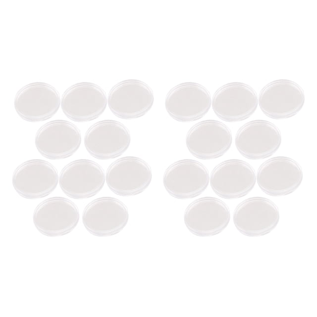 20 Pzs Caja de Monedas de Plastico Transparente Redonda Pequena 30mm