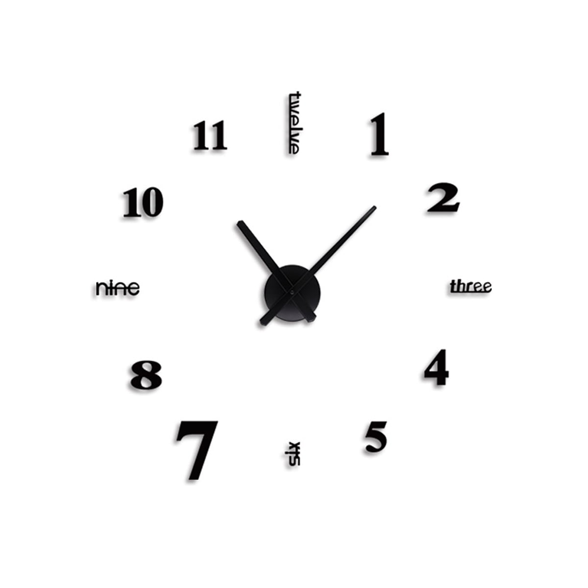 3D DIY Wall Clock, Frameless Mirror Surface Wall Clock, L/S Number Wall